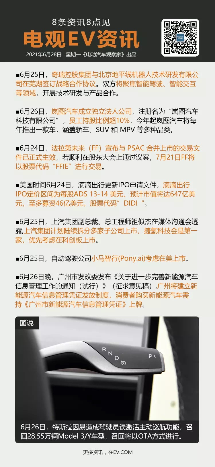 电观资讯：特斯拉召回28.5万辆汽车、岚图汽车独立-电动汽车观察家